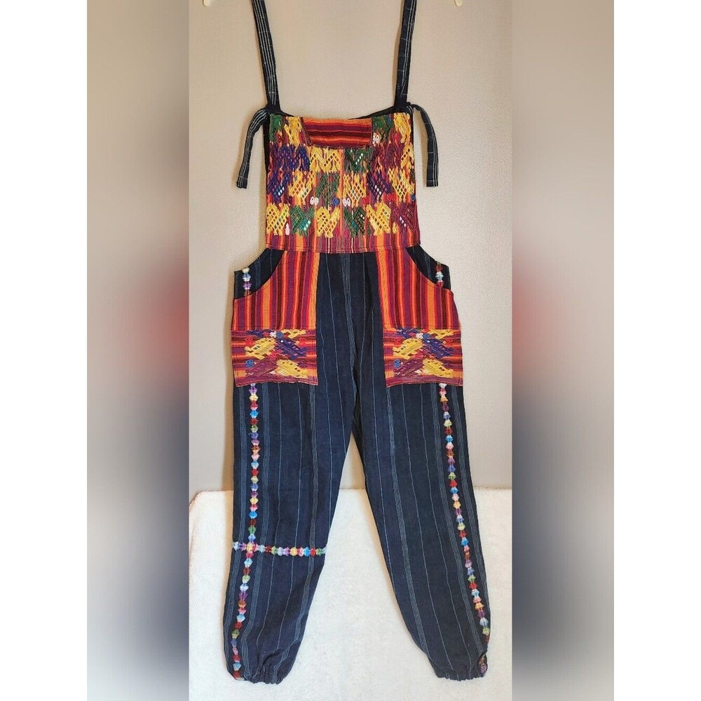 Guatemalan Huipil Embroidered Handmade Overalls. Size Medium?